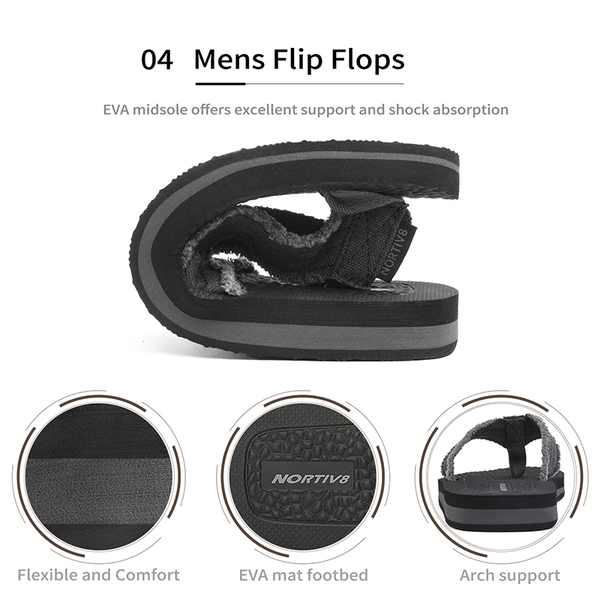 Men's Comfortable Flip Flops - BLACK GREY - 5